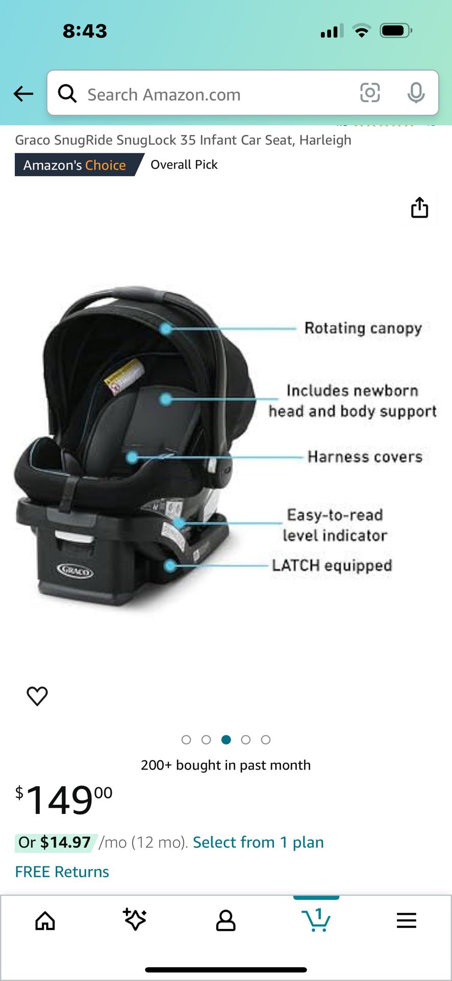New In Box Baby Car seat/ Graco Snugride Snuglock 35 Infant Car seat 