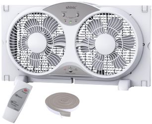 Shinic 9" Window Fan Low-Noise Reversible Remote Control 3-Speed, ETL