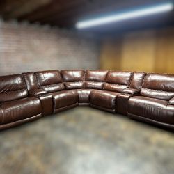 Free Delivery- Ashley Leather 7pc recliner sectional couch sofa