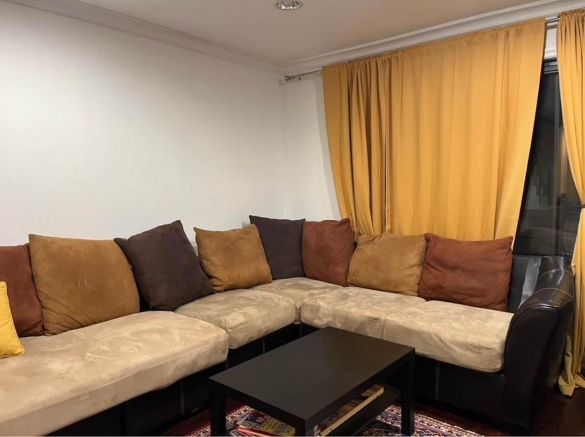 Leather And Fabric Sectional Couch