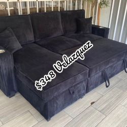 ✅️✅️ Black   Convertible Sectional W/ Cup Holder & W/ USB Port✅️✅️