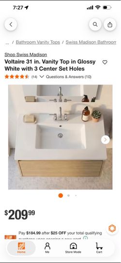 Swiss Madison Voltaire 31 in. Vanity Top Glossy White