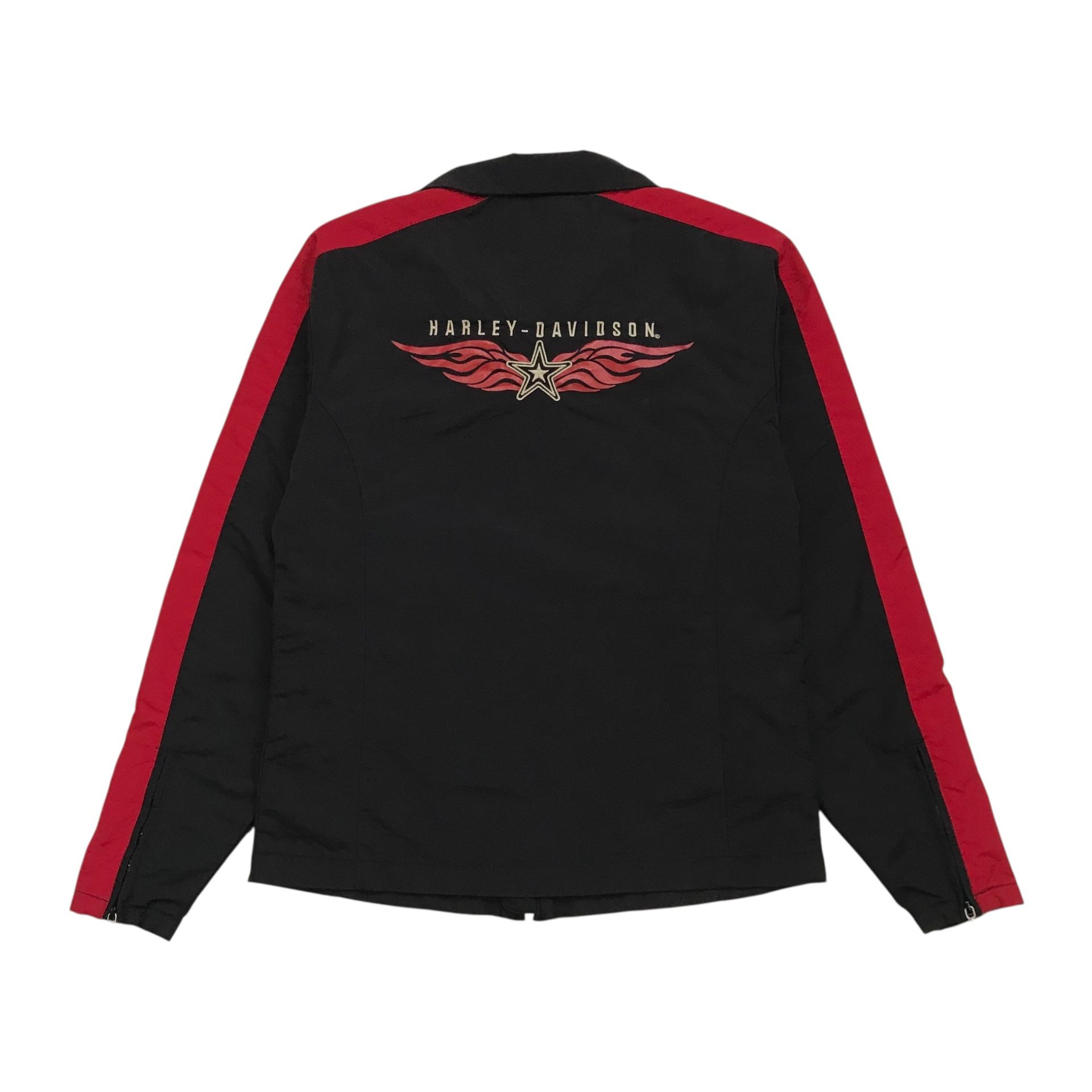 Harley Davidson Motorcycle Windbreaker Jacket XS X Small Womens Black Vintage