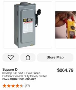 Square D 60 Amp 240-Volt 2-Pole Fused Outdoor General Duty Safety Switch