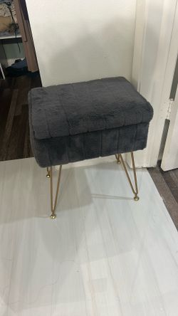 vanity stool grey and gold