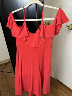 Spagetti Strap And Off The Shoulder Red Sun Dress Small