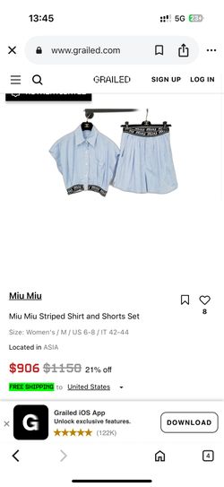 Miu Miu Striped Shirt and Shorts Set