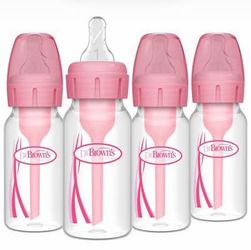 Dr. Brown's Anti-Colic Options+ Baby Bottle, Pink, 4 Oz, 4-Pack