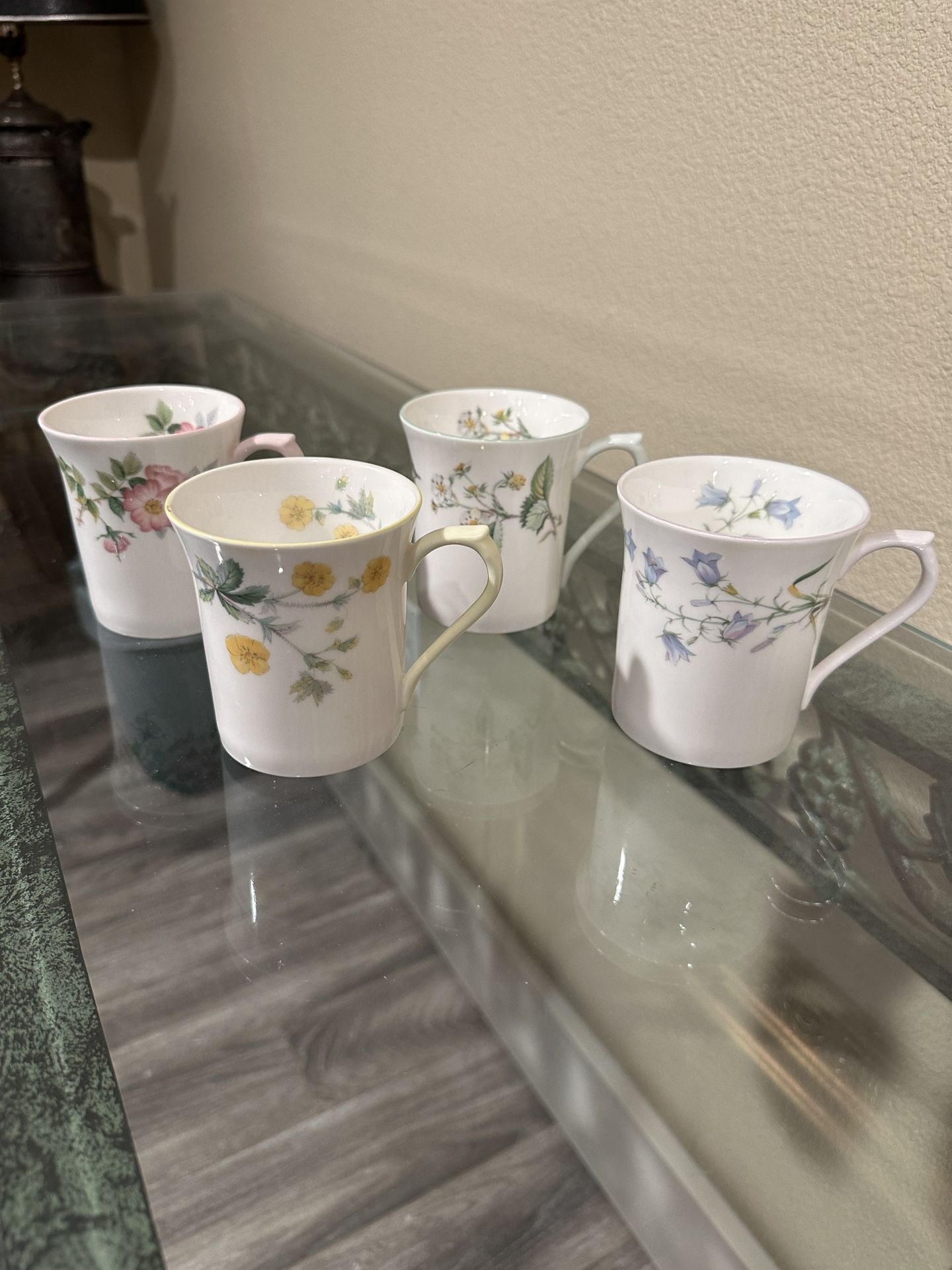 RARE Set All Four Vintage Queens Bone China Coffee Tea Cups