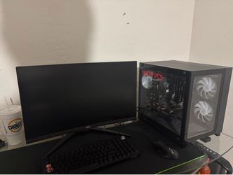 PC with 144hz curved monitor and keyboard included