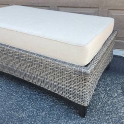 Large Outdoor Resin Wicker Rattan Ottoman With Cushion 	