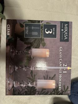 Miskasa 2 In 1 Glass Candle Holders Set Of 3