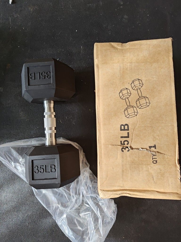 Brand New 35lb Rubber Hex Dumbbells