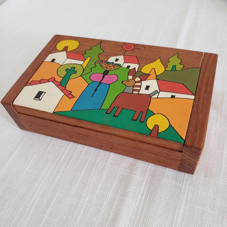 Hand-painted Wood Trinket Box