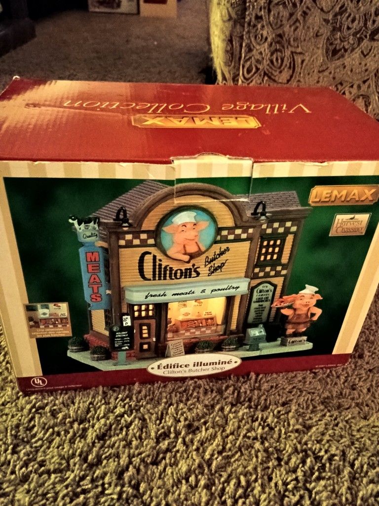Lemax Clifton's butcher shop coventry cove lighted building