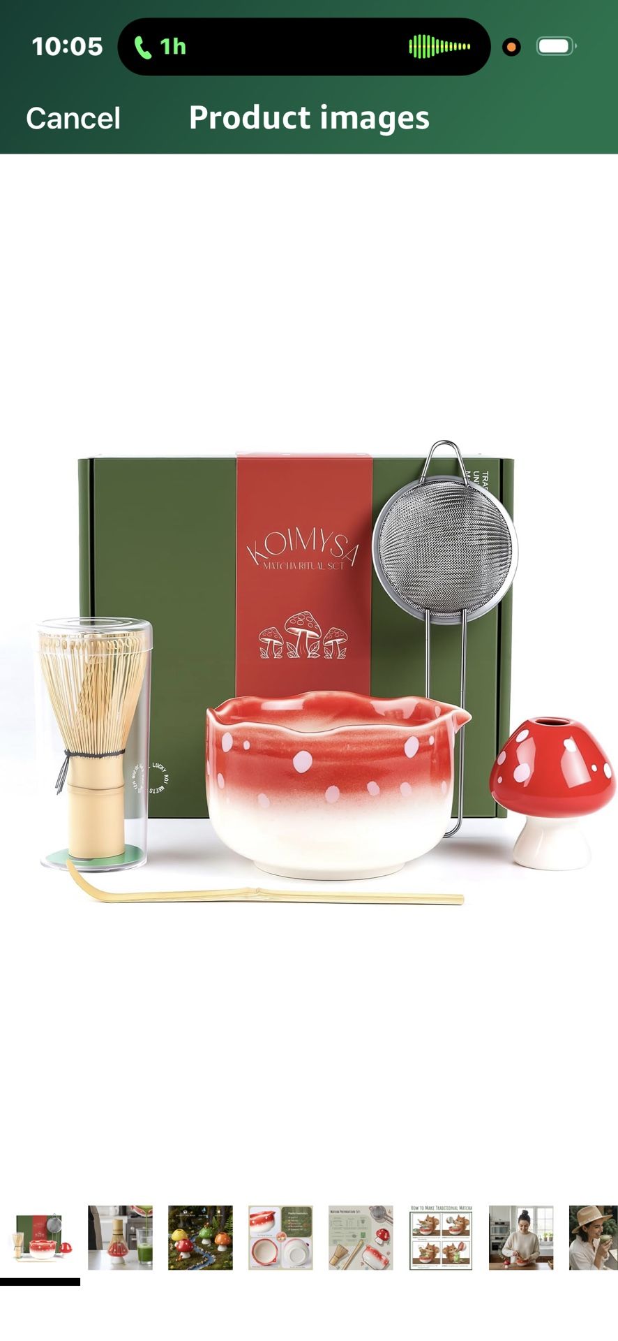Cute Matcha Set With Mushroom Design Bowl And Whisk Holder, Unique Japanese Matcha Kit Gifts For Women Girls Friends Tea Lovers, Red