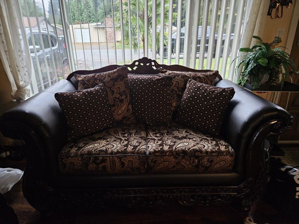 Sofa And Love Seat (Jupiter-gold and brown)