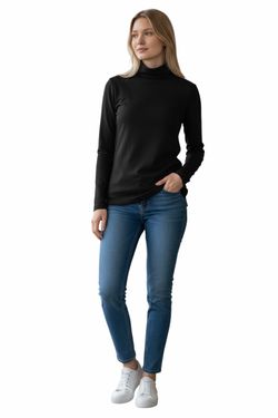 Isaacmizrahi Essentials Women’s Black Ling Sleeve turtleneck Size Large