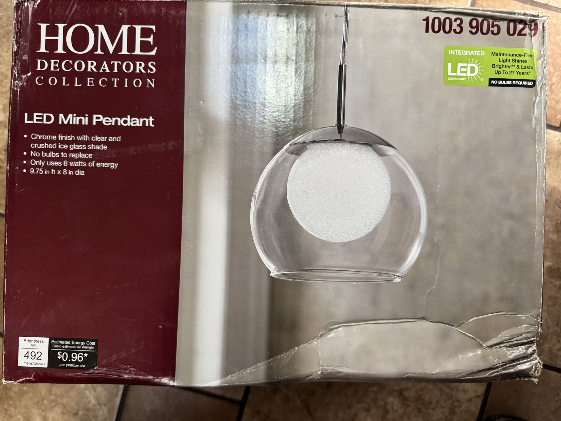 New Home Decorators LED Mini Pendant Light. Must Pickup