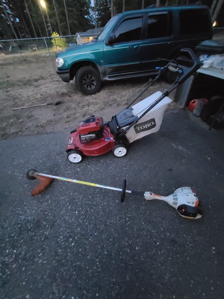 Toro Self Propelled Mower And Stihl Weedeater