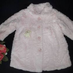 Widgeon Baby Girls size 2 2T Pink MINKY Faux Fur Coat Teddy Pocket!