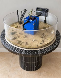 Large Custom Round Acrylic Aquarium with Stand & Filtration System