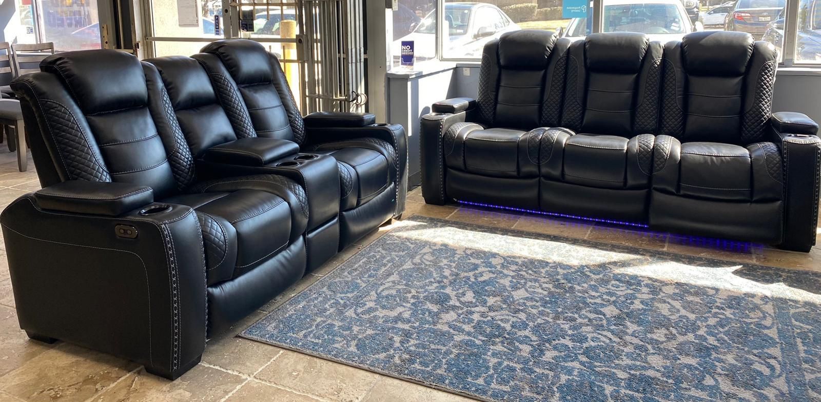 Party Time Midnight Power Reclining Living Room Set Sofa And - Main Image