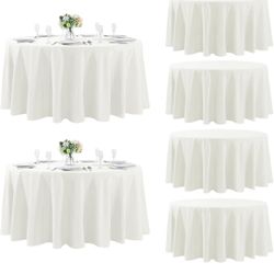 6 Pack Round Tablecloth, 120 Inch  Ivory 