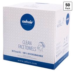 Clean Towels XL 10” x 12” Disposable Biodegradable Face Towels 50 Ct NEW