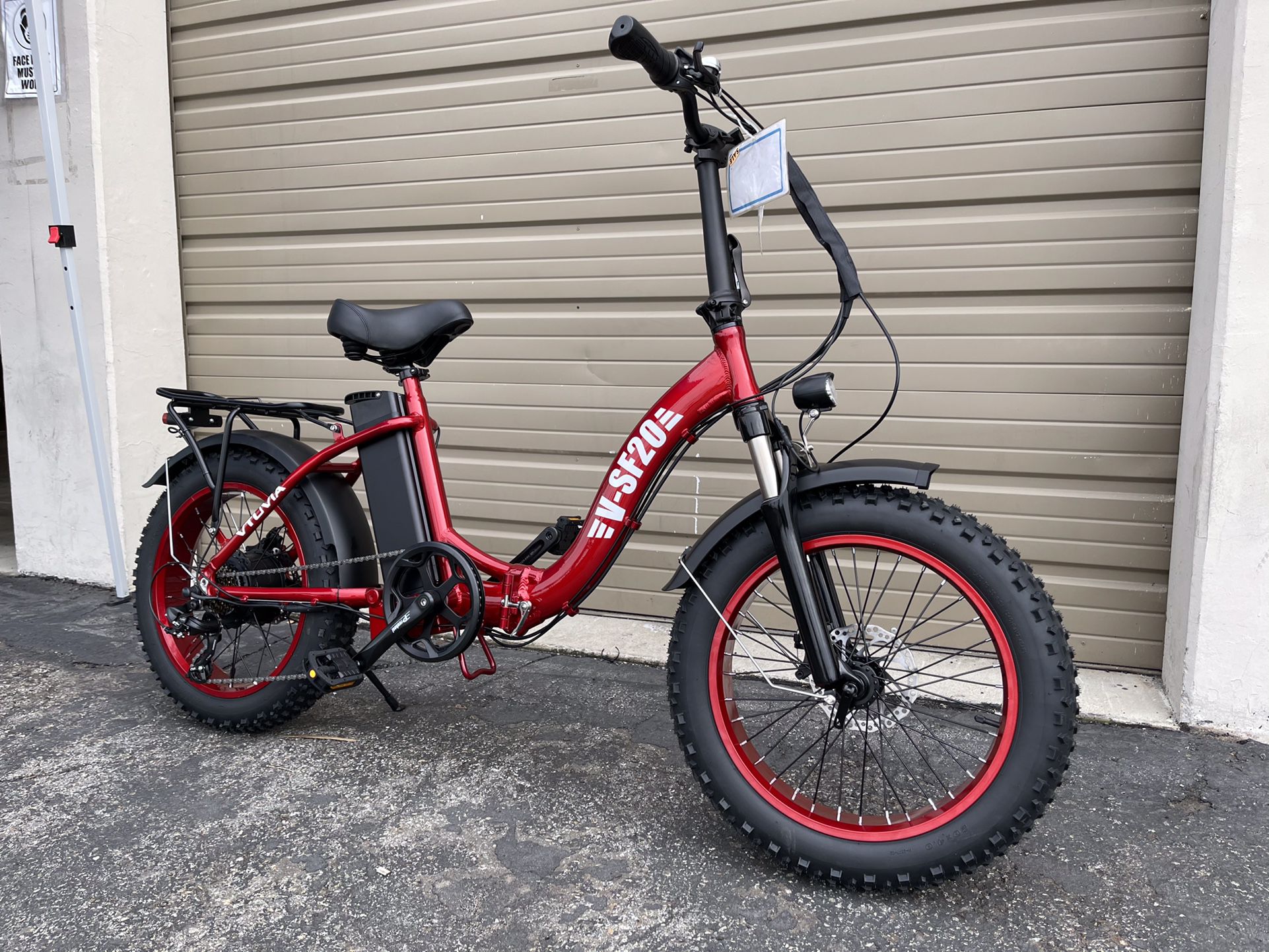VTUVIA SF20 - 750 Watts Fat Tire Folding Aluminum Electric Bike in Red (Easy Step Through) - Brand New