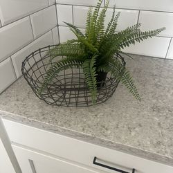 Metal Basket And Faux Plant Bundle $10