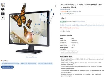 Dell UltraSharp U2412M 24” LED-Lit Monitor, Black