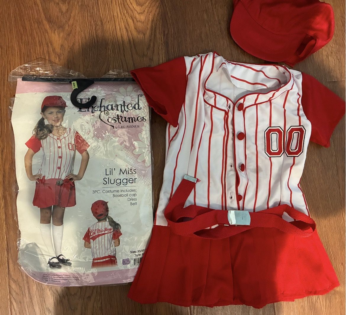 Leg Avenue Lil' Miss Slugger 3-piece baseball costume in size XS kids 4/5