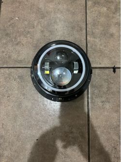 7 Inch H6024 Round LED Headlight Black High Low Sealed Beam H4h13 Adapter Compatible With Jeep Wrangler