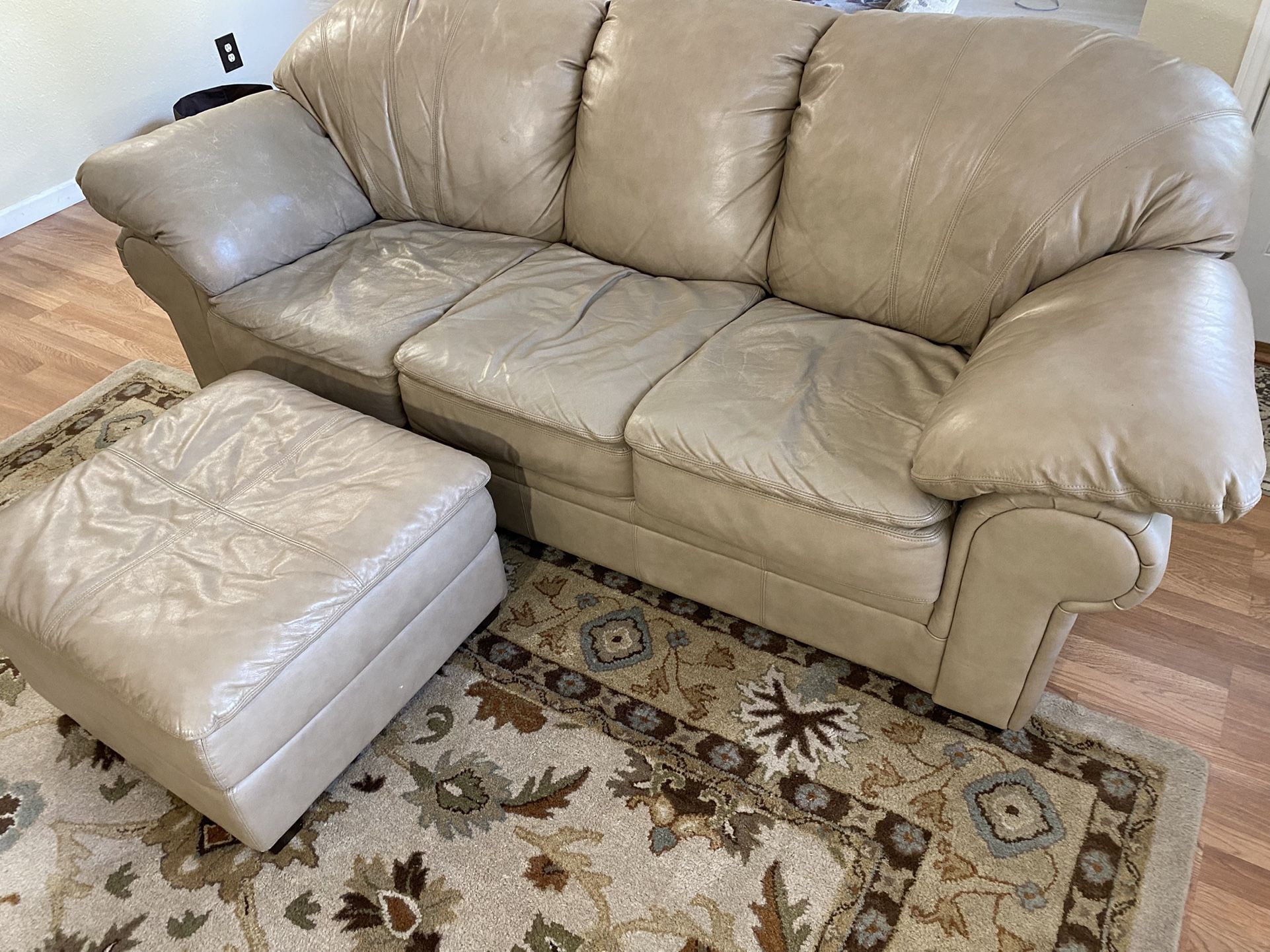 Leather Sofa And Ottoman 