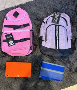 Kids brand new backpacks and pencil cases, asking only $10 for 1 backpack with a pencil case or $20 for all 4.