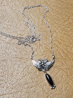 Native American Navajo Onix sterling silver leaf necklace