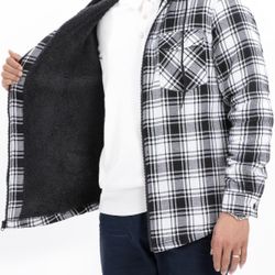 Hooded Flannel  sherpa Lined Jacket Small