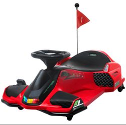 Aosom 12V Electric Drifting Go Kart w/ Slow Start, Music, Lights, Red