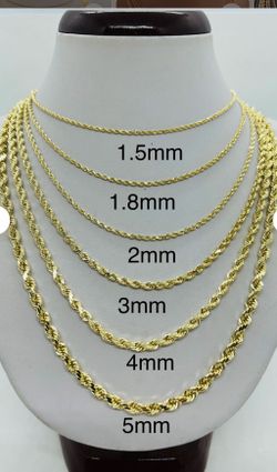 Men’s 10k Yellow Gold Rope Chain 2mm