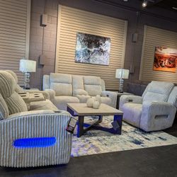Color Options Fluffy Fabric Power Reclining Sofa, Power Reclining Loveseat, Power Recliner 