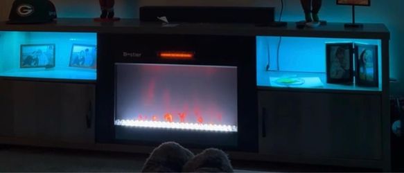 Tv stand with fire place