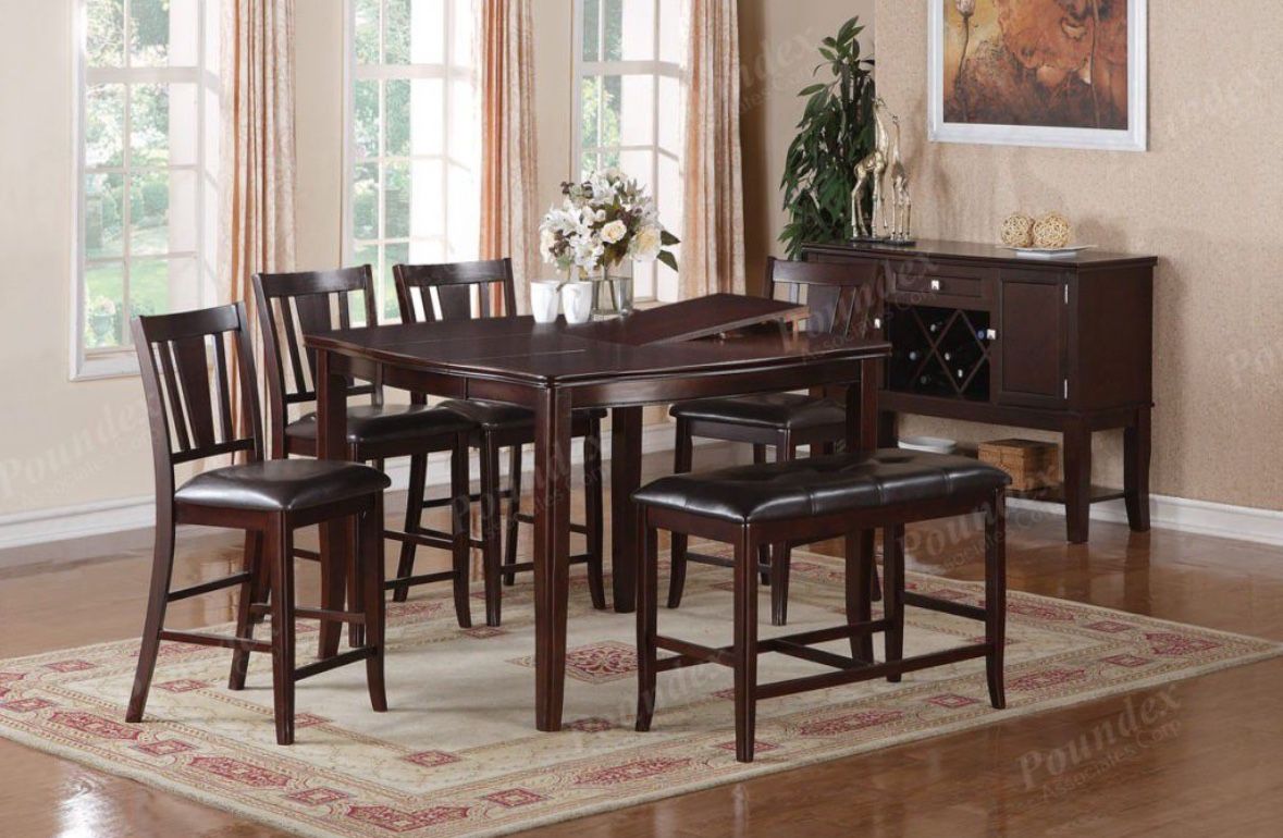 NEW EXPRESSO 6PC. COUNTER HEIGHT DINING TABLE SET