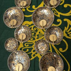 Gold Mosaic Wall Candle Holder Set ✨