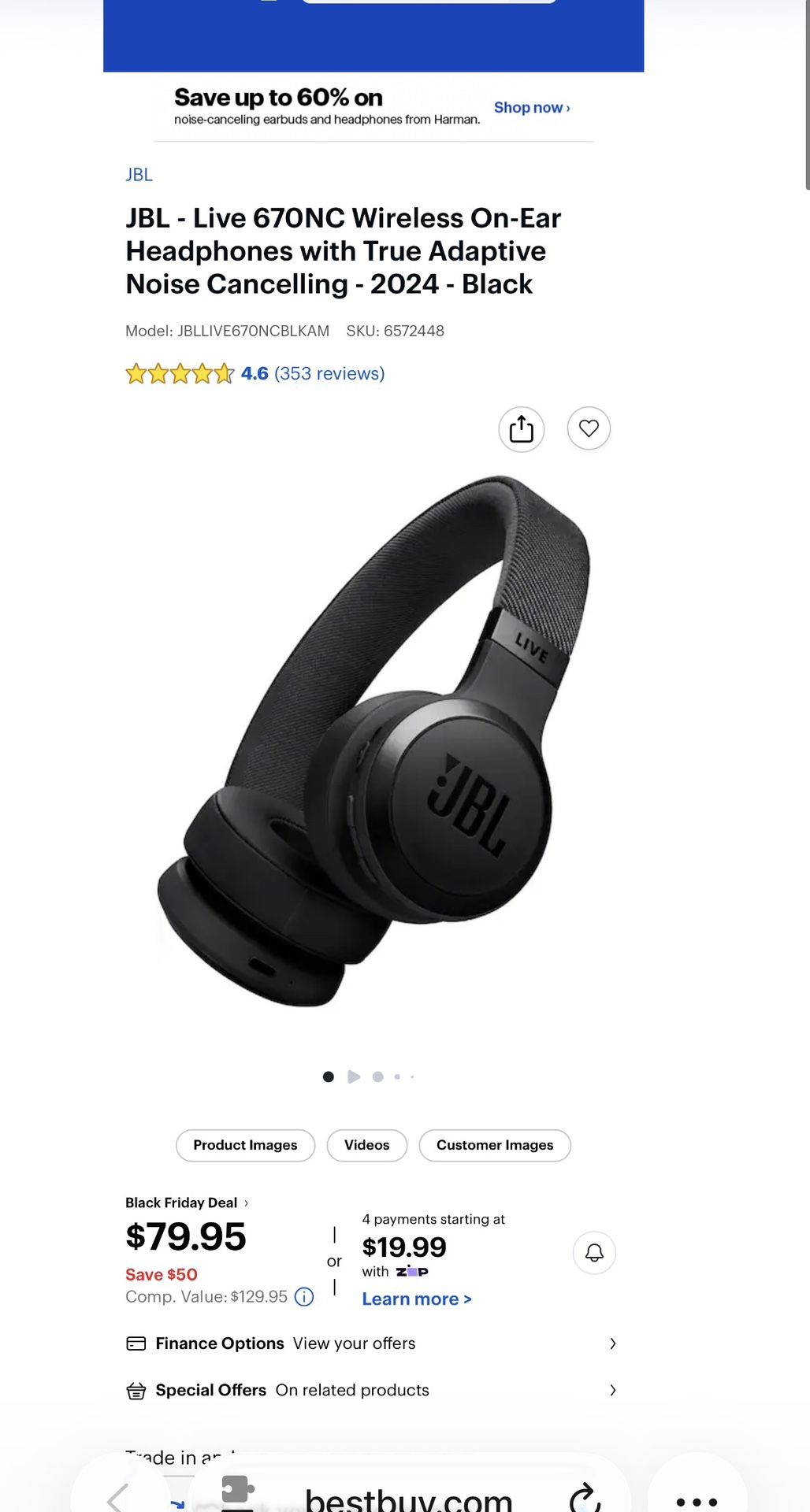 JBL Headphones with Noise Cancelling