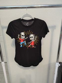 black Shirt for girls, women , the Simpsons, Bart and Lisa, Halloween  size XS