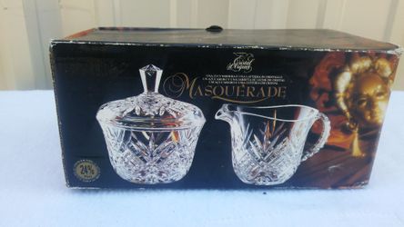 crystal creamer and sugar set