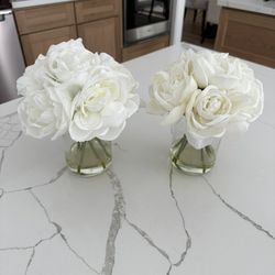 White Flowers With Glass Vase