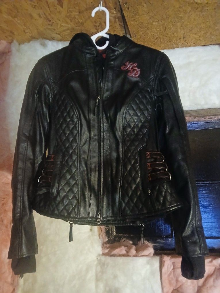Harley Davidson Scroll Skull Womans Leather Jacket 3N1, New