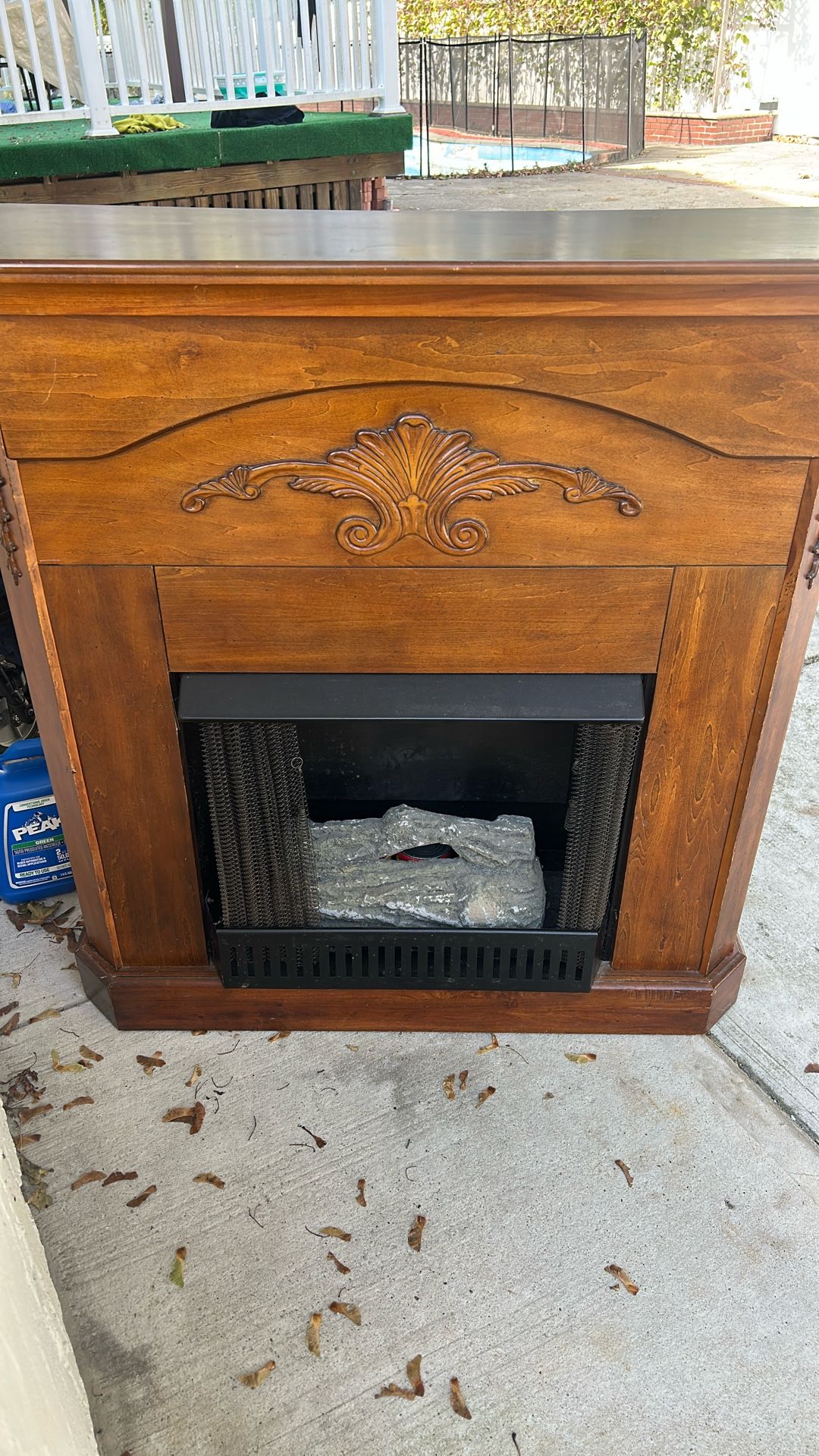 Fireplace lit by gel candles